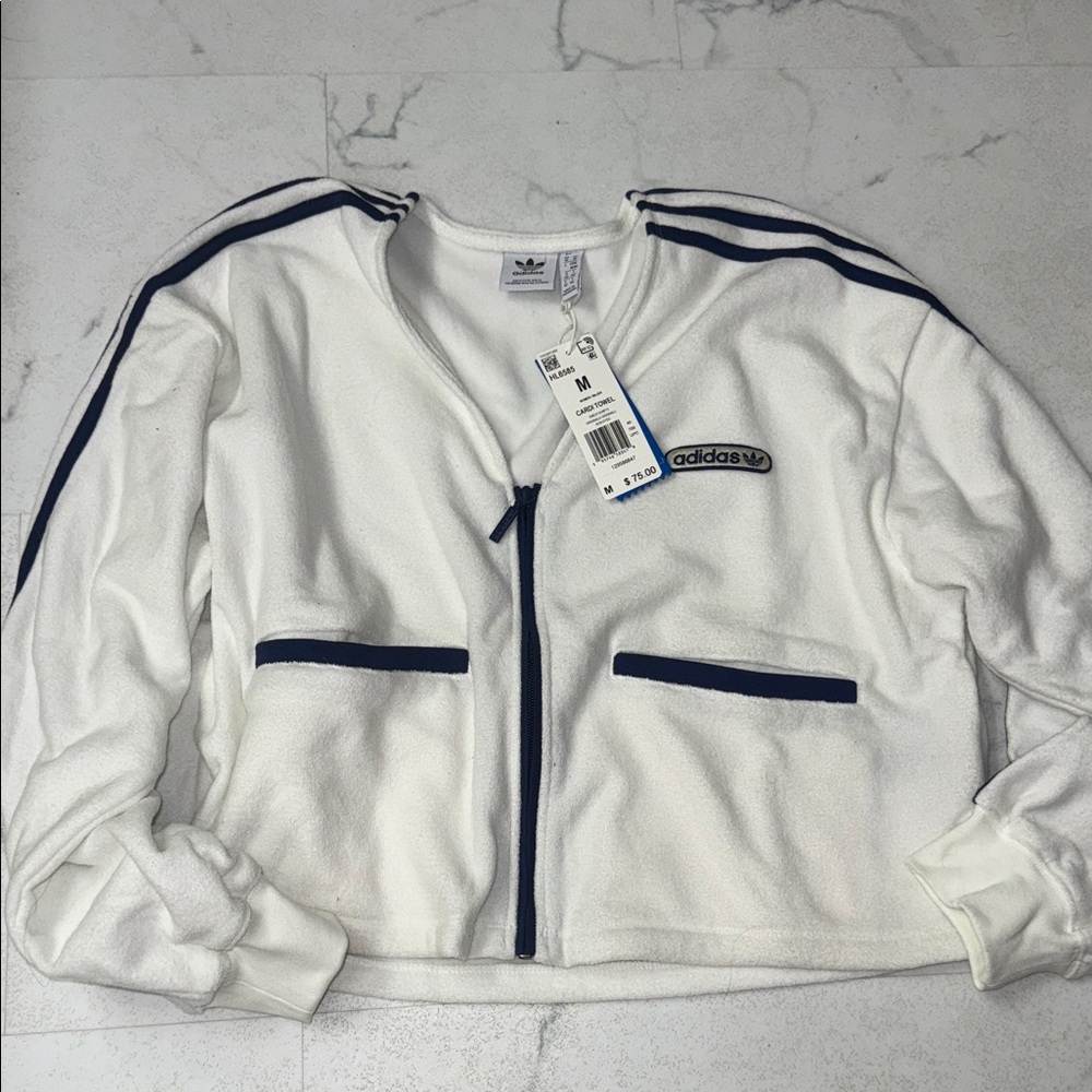 Adidas White Jacket with Black Stripes